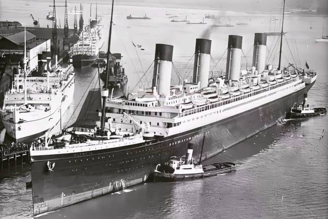 RMS Olympic прибывает в Саутгемптонский терминал Ocean Dock. 1934 год.